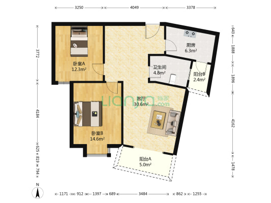 怡康园 2室1厅1卫 96平方