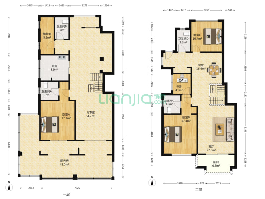 融创81栋 4室2厅4卫 237平方