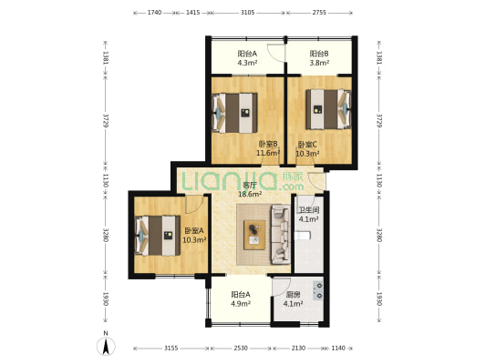 仁厚街41号 3室1厅1卫 82平方