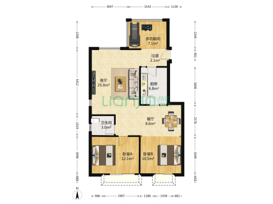 中天 · 托斯卡纳24组团 3室2厅1卫 90平方