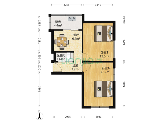 新金巷 2室1厅1卫 53平方