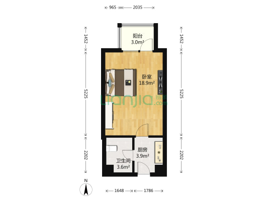鑫苑名家一期 1室0厅1卫 40平方