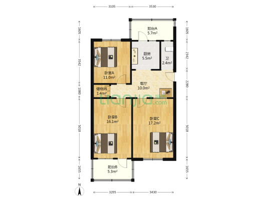 青年东路8号 3室1厅1卫 89平方