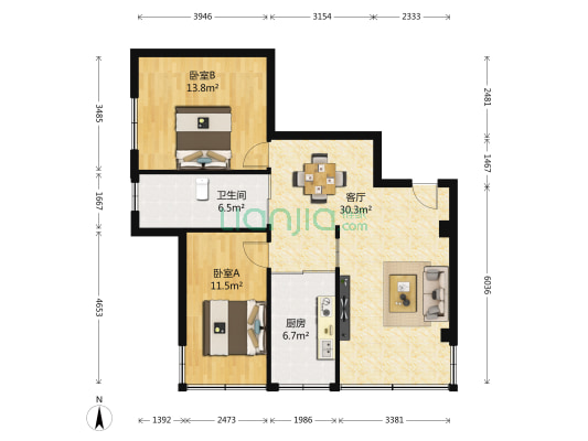 福宁阁 2室1厅1卫 102平方