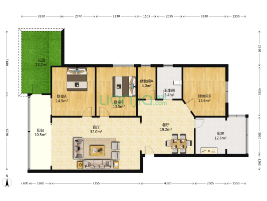 景馨园 2室2厅1卫 252平方
