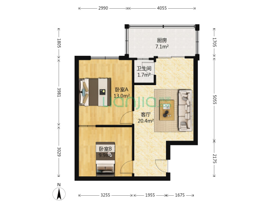 东篱路179号院 2室1厅1卫 54平方