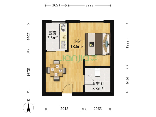 龙畔金泉五期K2区 1室0厅1卫 38平方