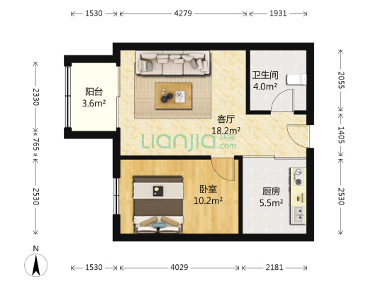 华远新家园 1室1厅1卫 67平方