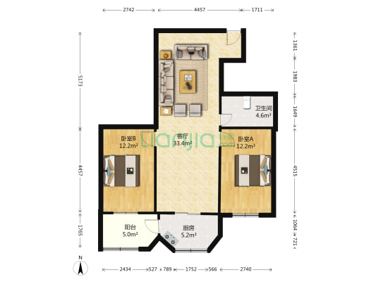 建民巷 2室1厅1卫 88平方