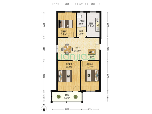 振源新村 3室1厅1卫 85平方