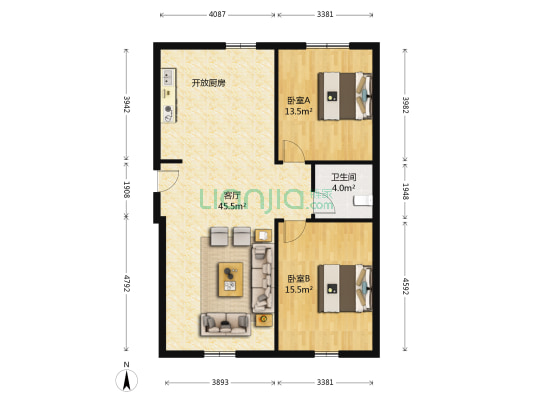 百强新世家 2室1厅1卫 53平方