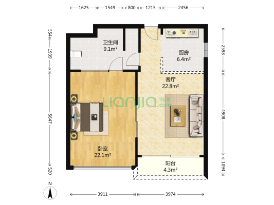 水巷邻里花园 1室1厅1卫 93平方