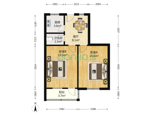 仁安街新村 2室1厅1卫 64平方