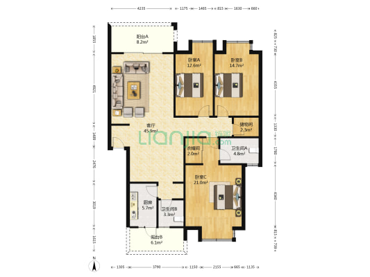 武城大观城市花园二期 3室1厅2卫 139平方