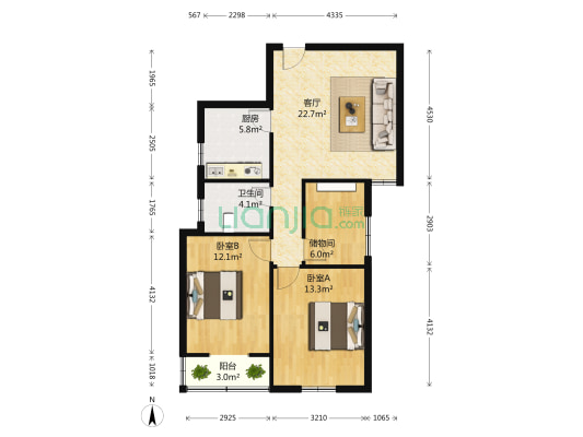 中鼎花园 2室1厅1卫 94平方