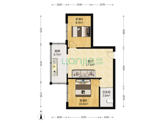 一汽35街区 2室1厅1卫 60平方