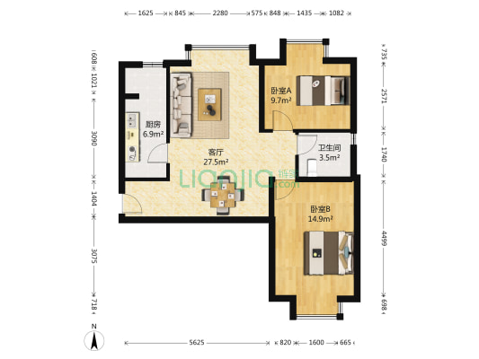 筑华年 2室1厅1卫 86平方
