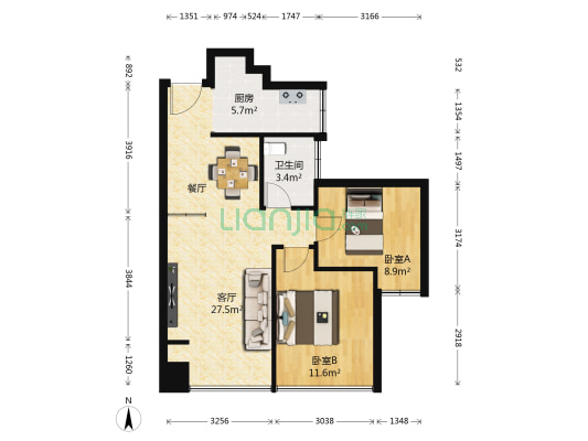 未来方舟F12组团 2室1厅1卫 78平方