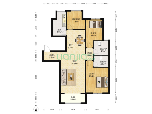 莱阳国际公馆 3室2厅2卫 117平方