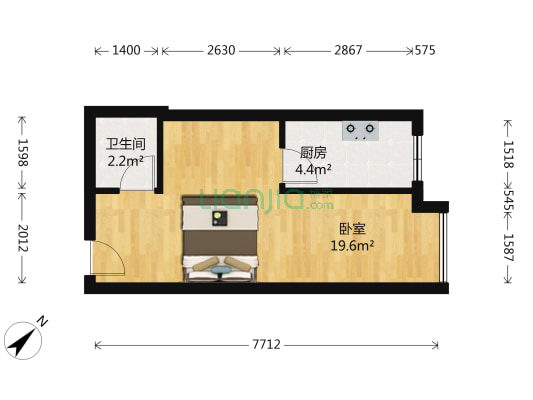 尚城国际 1室0厅1卫 38平方