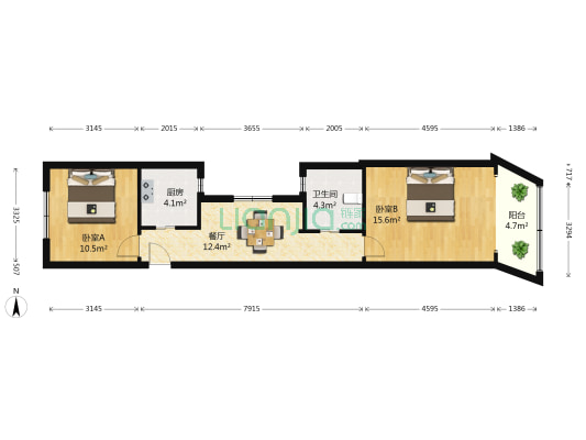 丰庄二村 2室1厅1卫 66平方