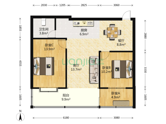 兴隆二期 3室2厅1卫 74平方