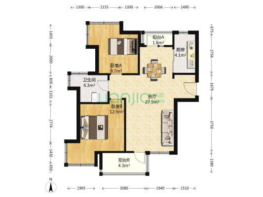 左岸香颂 2室1厅1卫 79平方
