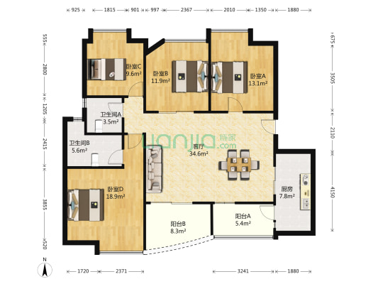 碧桂园凤凰城凤天苑 4室1厅2卫 135平方