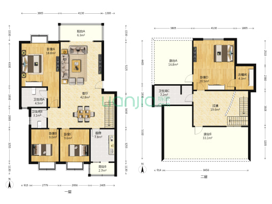思学园小区 4室1厅3卫 173平方