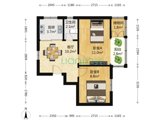 红旗新村 2室1厅1卫 57平方