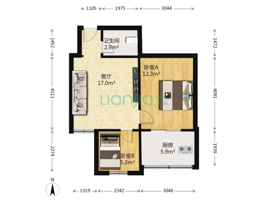 中储宿舍 2室1厅1卫 49平方