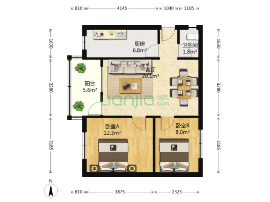 江西巷25号 2室1厅1卫 61平方