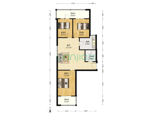 绿化东街 3室1厅1卫 89平方