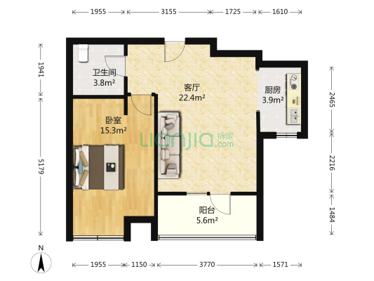 爱尚东亭 1室1厅1卫 70平方