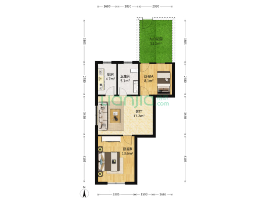 农行宿舍(包河区) 2室1厅1卫 60平方