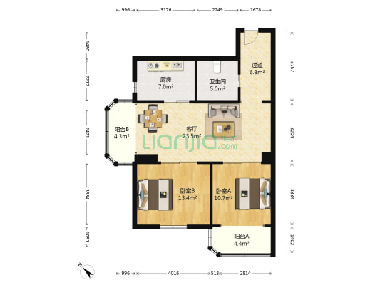 商检公寓 2室1厅1卫 103平方