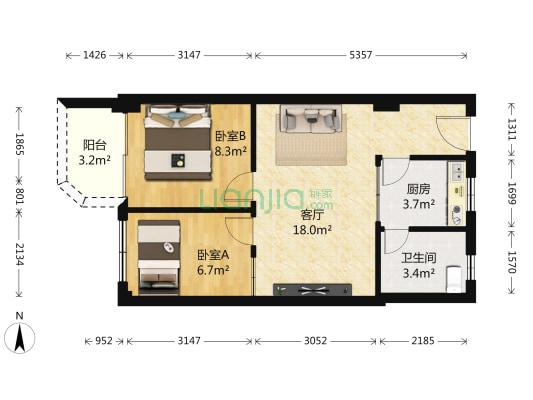 云顶花园 2室1厅1卫 57平方