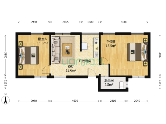 重庆大楼 2室1厅1卫 74平方