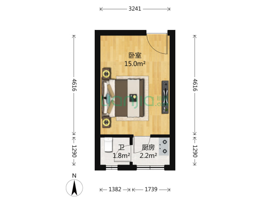 泰阳硅谷公寓 1室0厅1卫 28平方