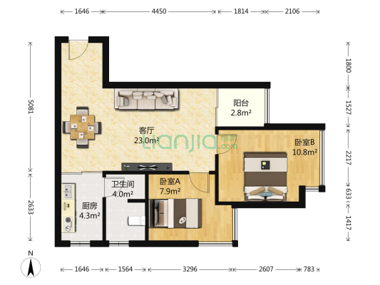 东上一品 2室1厅1卫 72平方