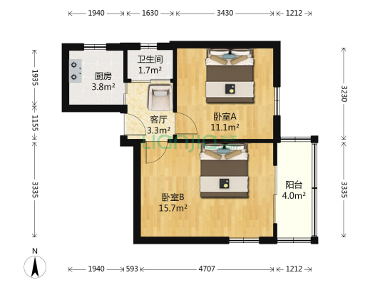 江宁路 2室1厅1卫 50平方