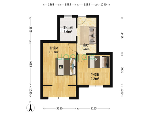 草堂东路133号 2室1厅1卫 46平方