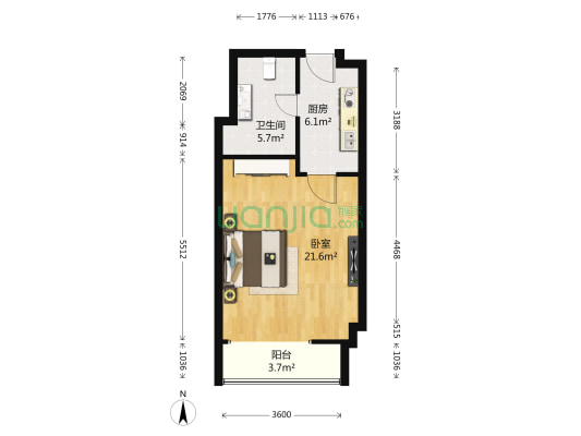 珑璟公馆 1室0厅1卫 57平方