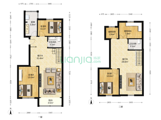 四流南路 3室2厅2卫 82平方