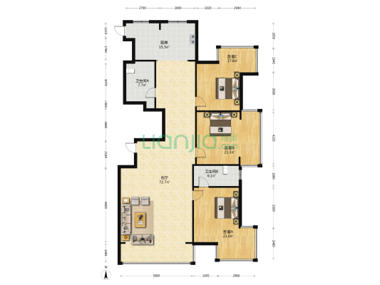 宝隆大厦 3室1厅2卫 212平方