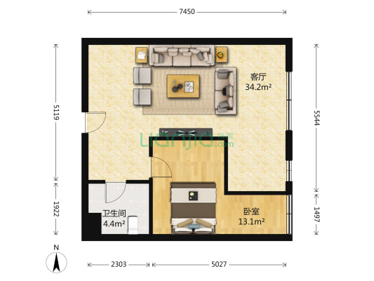 京都大厦 1室1厅1卫 81平方