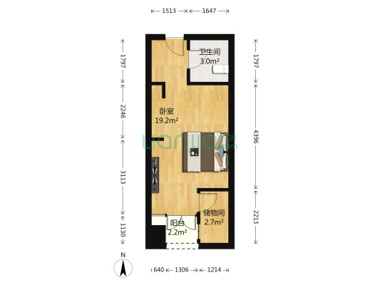 蓝光香槟广场 1室0厅1卫 40平方