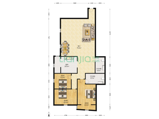 匯通名苑 3室1厅2卫 196平方