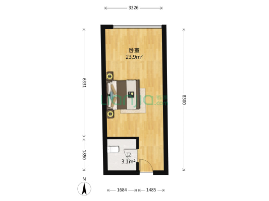 煌华新纪元 1室0厅1卫 37平方