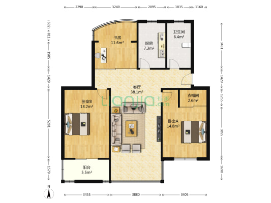 丽景小区 3室1厅1卫 118平方